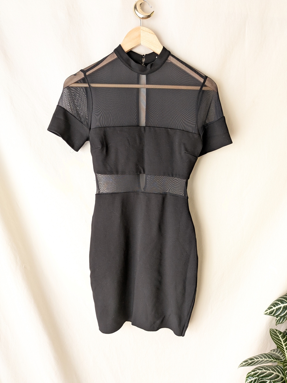 Kimchi Blue Black Mesh Panel Mini Dress